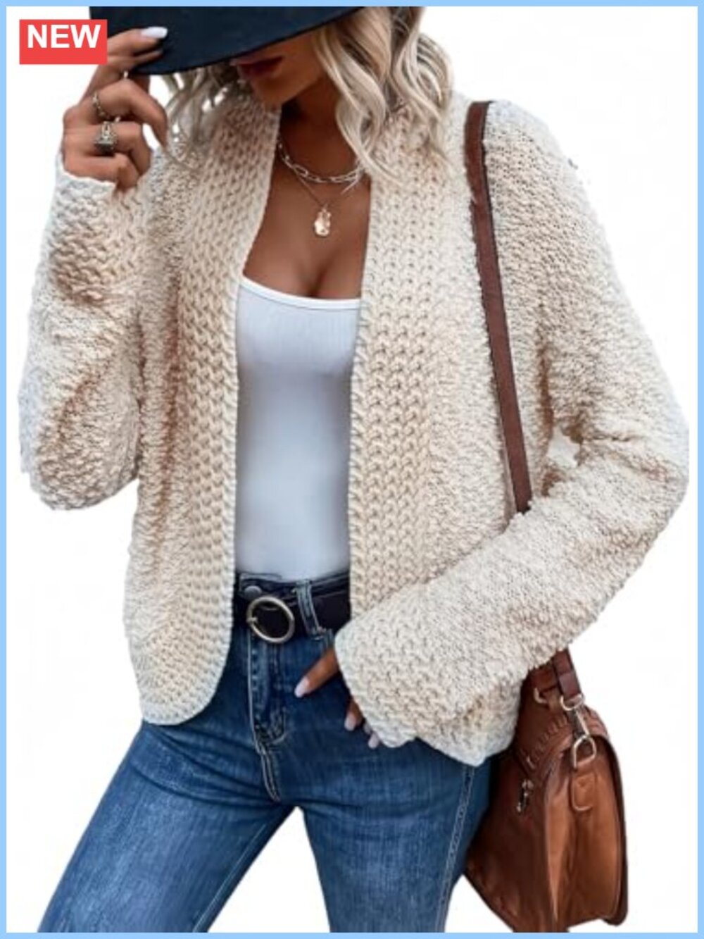 Chunky Knit Open Front Cardigan Sweater Coat Long Sleeve Cable Knit
